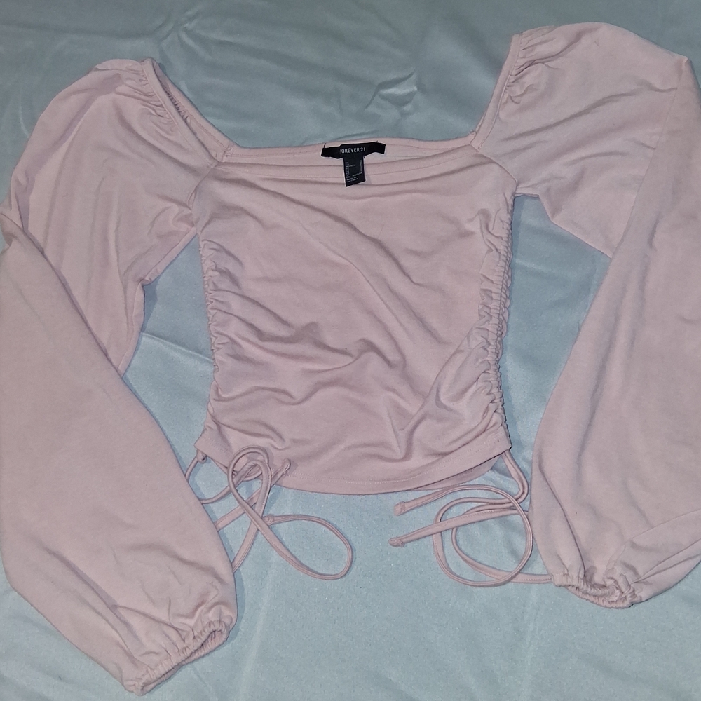 Forever 21 Light Pink Ruched Crop Top